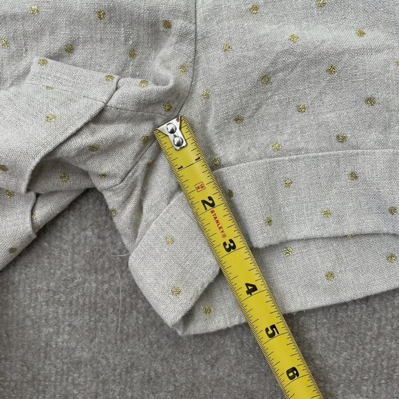 J Crew Shorts Womens 0 Beige 100% Linen Gold Glitter Polka Dots Cuffed City Fit - Picture 7 of 8